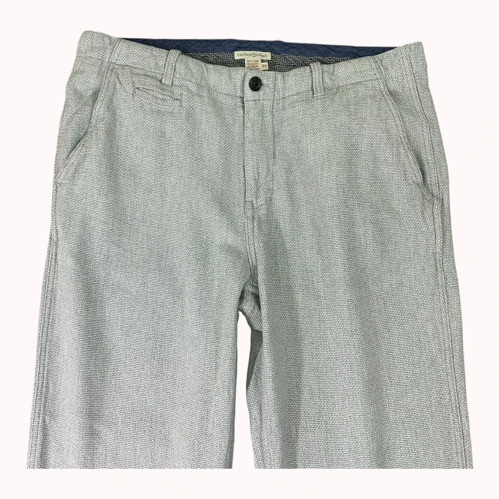 Carbon 2 Cobalt Pebble Cloth Pants Mens 34x32 Gray Textured Flat Front Chino